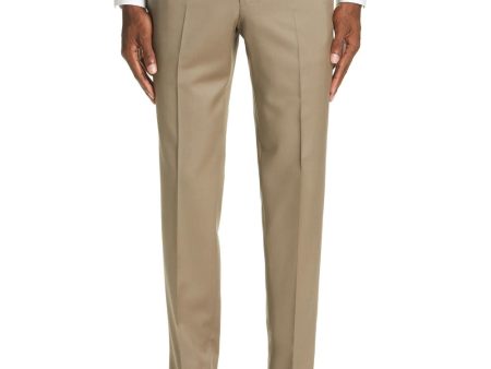 Taupe Micronosphere Wool Dress Pant For Sale