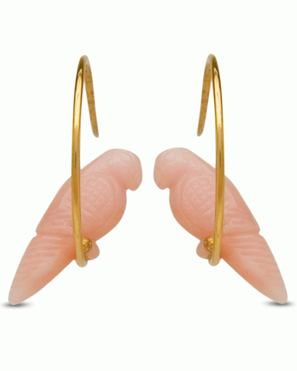 18k Yellow Gold Pink Opal Tallulah Birdie Earrings Fashion