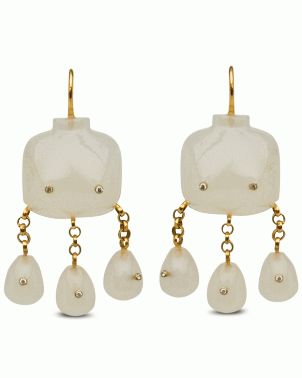 18k Yellow Gold Moonstone Victorian Goddess Earrings Sale