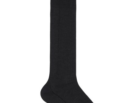 Wool Basic Over the Calf Socks in Anthracite For Discount