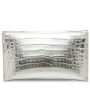 Sofia Crocodile Clutch in Metallic Silver Cheap