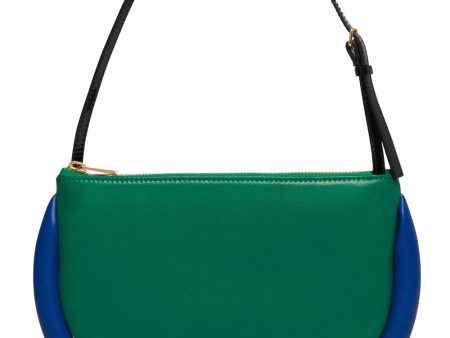 The Bumper Moon Bag in Green and Cobalt For Cheap