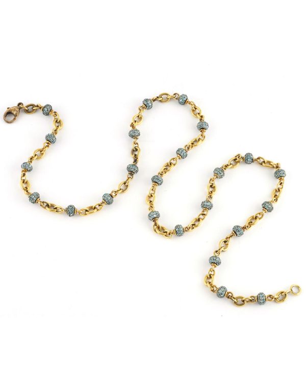 18k Gold Aquamarine Beaded Necklace Discount