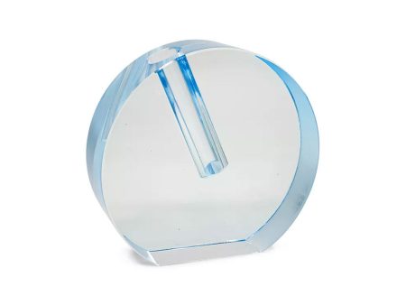 Small Crystal Glass Round Flat Vase Blue Online Sale