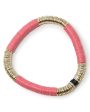 14k Gold and Coral Vinyl Stretch Bracelet For Cheap