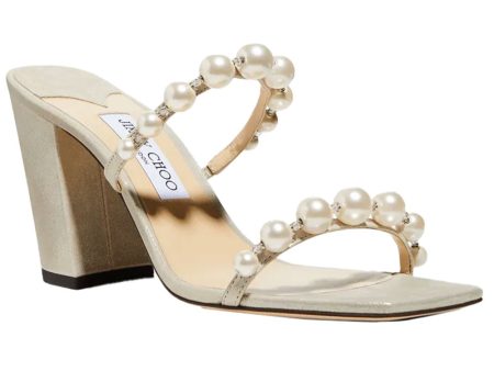 Amara Pearl Sandal in Champagne and White Online Hot Sale