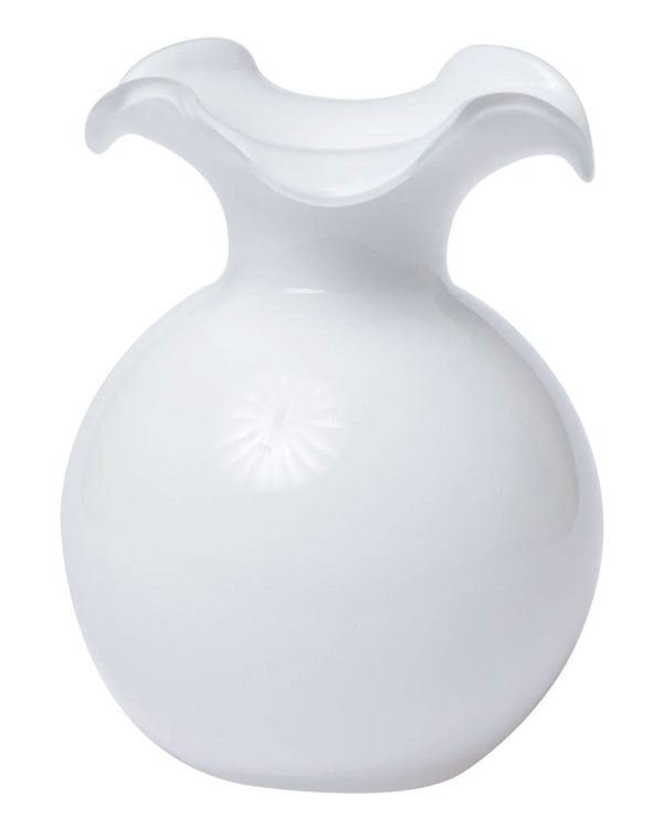 Small Fluted Vase in White For Sale