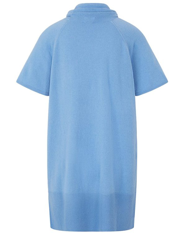 Spring Blue Short Sleeve Sweater Dress For Sale