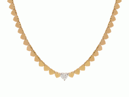 14k Yellow Gold Single Set Diamond Heart Necklace Cheap