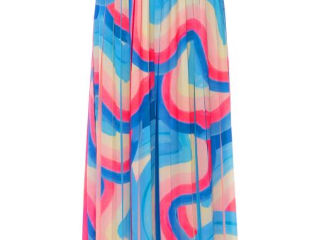 Abstract Rainbow Illusion Pleated Skirt Discount