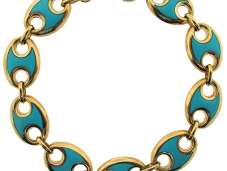 Turquoise and Diamond Mariner Link Bracelet For Discount