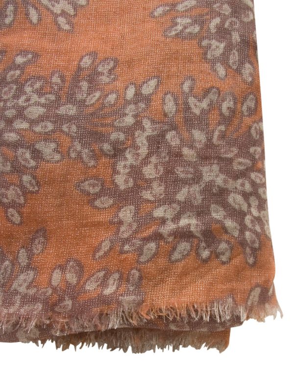 Arancio Floral Print Cashmere Silk Lurex Scarf Discount