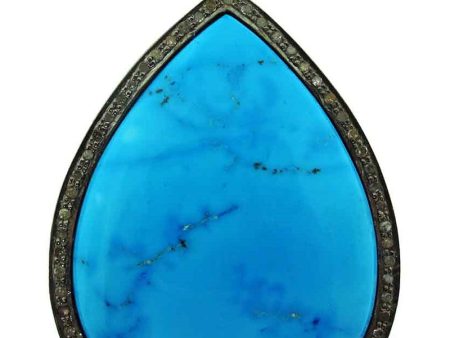 Turquoise and Diamond Tear-Shaped Pendant Supply