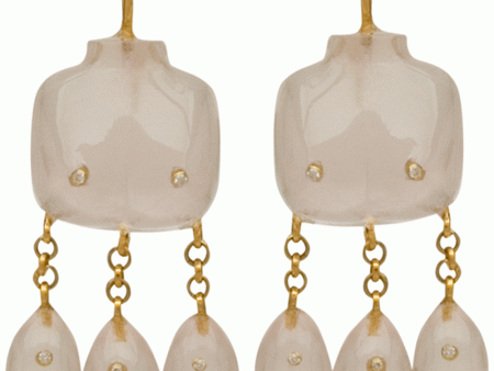 18k Yellow Gold Rose Quartz Victorian Goddess Earrings Online Hot Sale