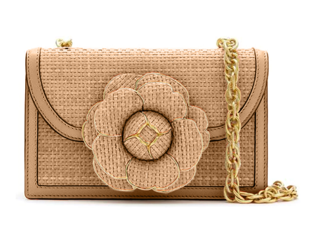 Raffia TRO Shoulder Bag in Tan Online Sale