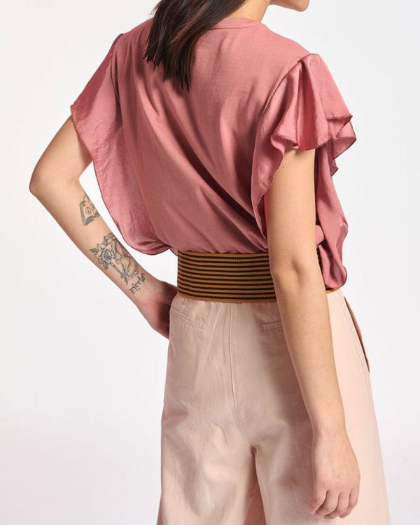 Vintage Pink Cotton-Jersey And Satin T-Shirt Discount