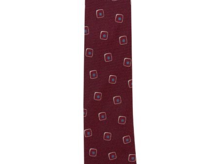 Wine and Grey Neat Silk Tie For Discount