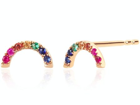 14k Yellow Gold Rainbow Stone Stud Earrings Online