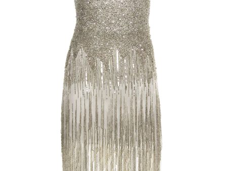 Silver Fringe Cocktail Dress Hot on Sale