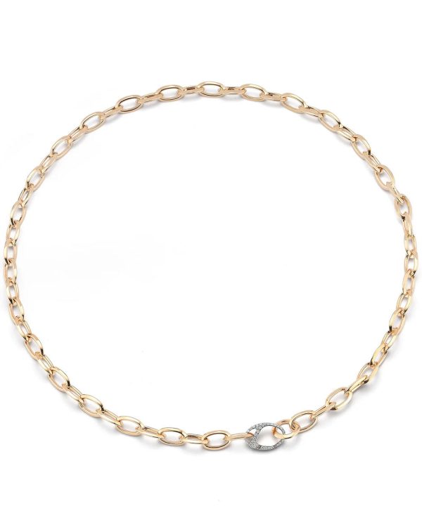 18k Rose Gold Oval Diamond Chain Link Necklace Online Hot Sale