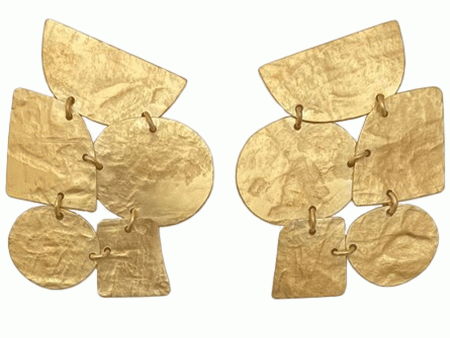 18k Gold-Plated Brass Mosaic Earrings on Sale