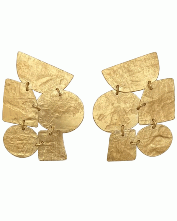 18k Gold-Plated Brass Mosaic Earrings on Sale