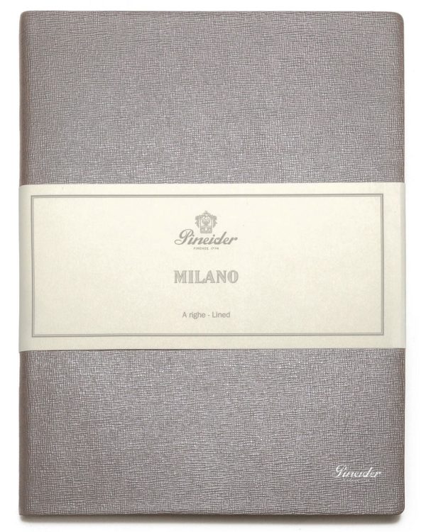 Small Milano Leather Notebook in Silver Cheap