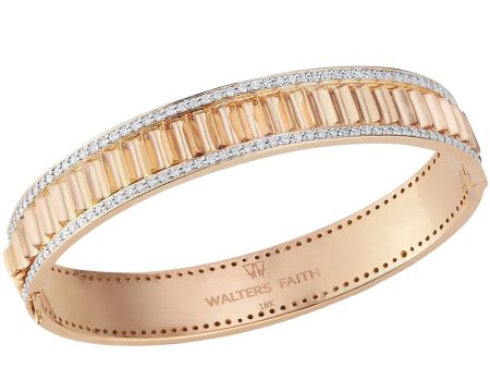 18k Rose Gold Clive Diamond Edge Fluted Bangle Bracelet Online Hot Sale