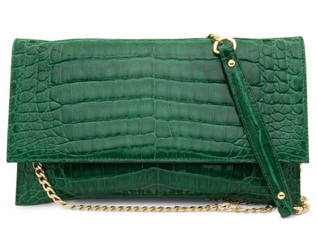 Sofia Caiman Clutch in Emerald Fashion