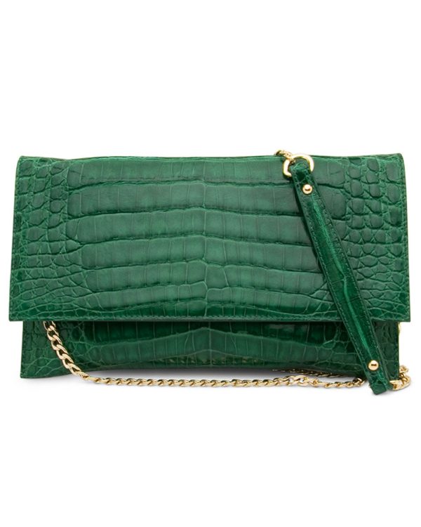 Sofia Caiman Clutch in Emerald Fashion