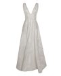 White Painted Metallic Italian Jacquard V-Neck Gown For Cheap