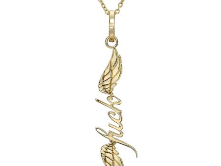 14k Yellow Gold Flying F Pendant For Sale