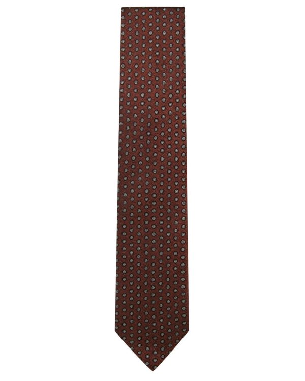 Rust and Grey Silk Dotted Tie Sale