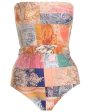 Spliced Patch Paisley Belted Anneke One Piece Swimsuit For Sale