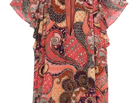 Rose Wine Paisley June Top Hot on Sale