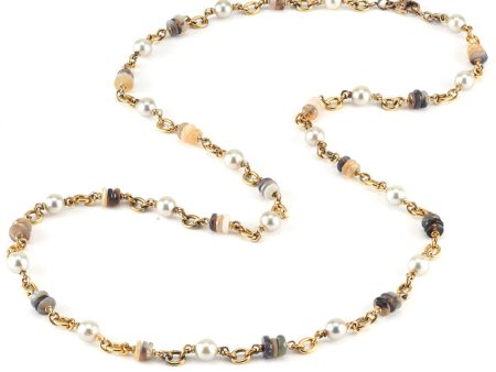 18k Yellow Gold, Pearl, and Opal Necklace Sale