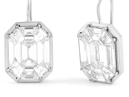 18k White Gold Mosaic Diamond Earrings Sale