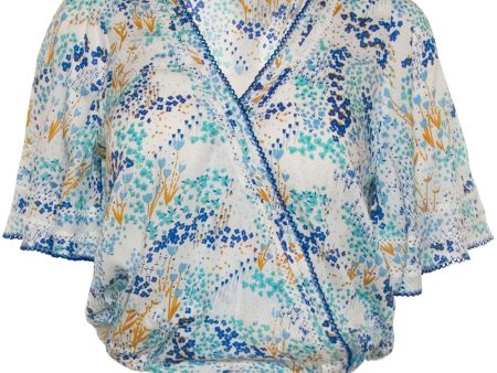 White and Blue Tulip Becca Blouse Cheap