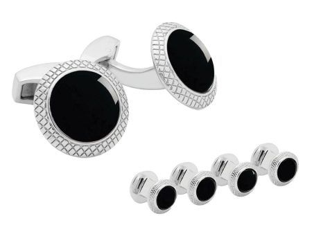 Rhodium and Onyx Bullseye Formal Set on Sale