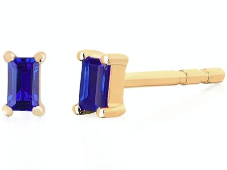 14k Yellow Gold Sapphire Stud Earrings Supply