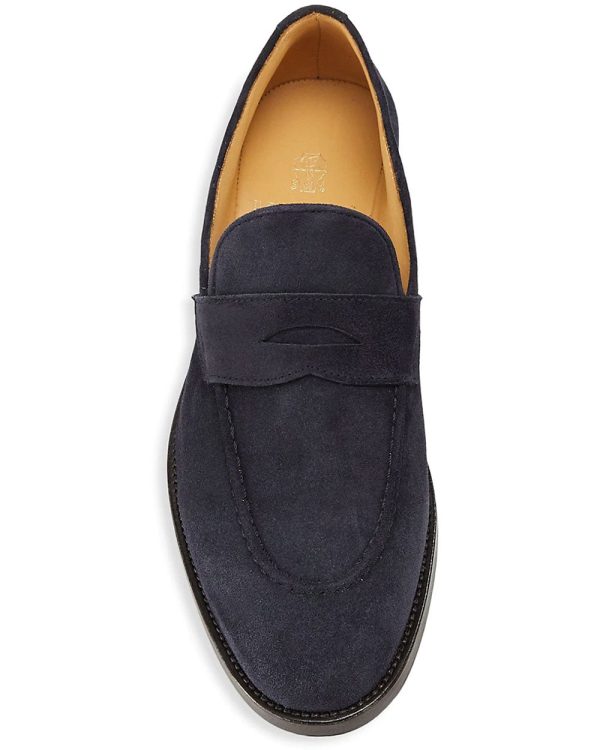 Suede Penny Loafer in Navy Discount