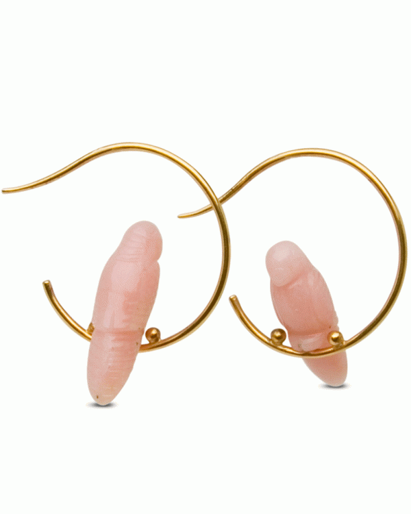 18k Yellow Gold Pink Opal Tallulah Birdie Earrings Fashion