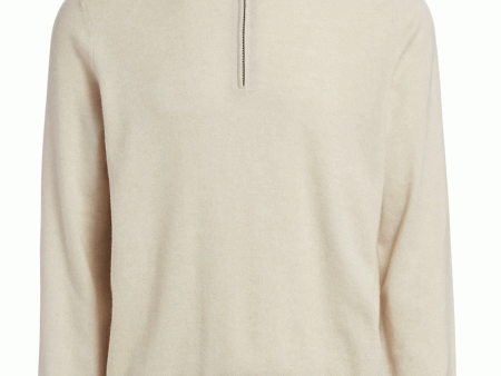 White Cashmere Quarter Zip Sweater Hot on Sale