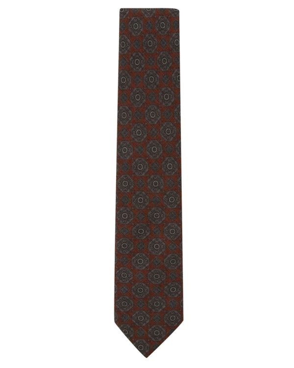 Rust Wool Melange Medallion Tie Online now