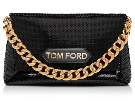 Sequin Mini Chain Bag in Black Hot on Sale