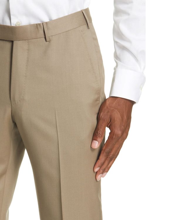 Taupe Micronosphere Wool Dress Pant For Sale