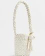 Small Woven Intreccio Nappa Kalimero Top Handle Bag in Bone Discount