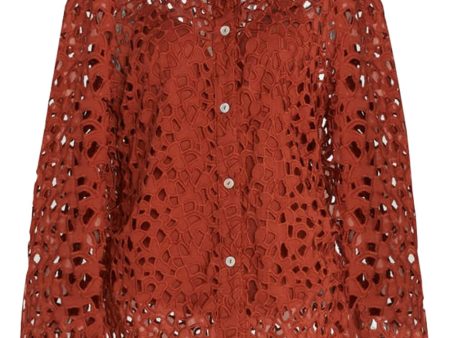 Amber Rust Lace Sculpted Long Sleeve Shirt Online