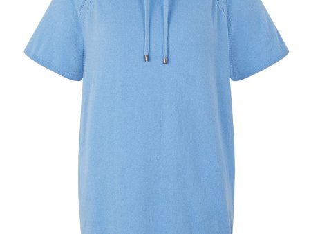 Spring Blue Short Sleeve Sweater Dress For Sale