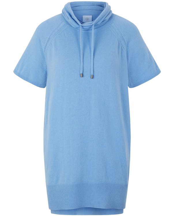 Spring Blue Short Sleeve Sweater Dress For Sale